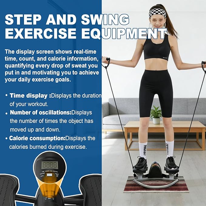 Rock Stepper, Side to Side Exercise Machine, U-Shaped Rock Stepper Machine, Step Rocker Exercise with Uses Silent Technology, Digital Display and Anti-Slip Mat for Home Workout