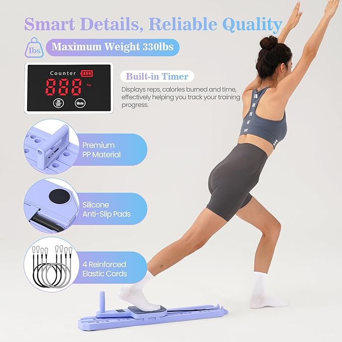 Nicoler Portable Pilates Reformer Set- Pilates Board 8-in-1 Multi-Functional Pilates Equipment
