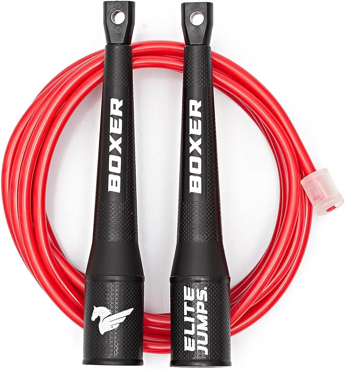 Elite Jumps Boxer 3.0 Jump Rope – Professional Boxing Workout Equipment | Tangle-Free PVC Skipping Rope with Smooth Action Handles | Slip-Resistant Grips for Fitness & Cardio Training