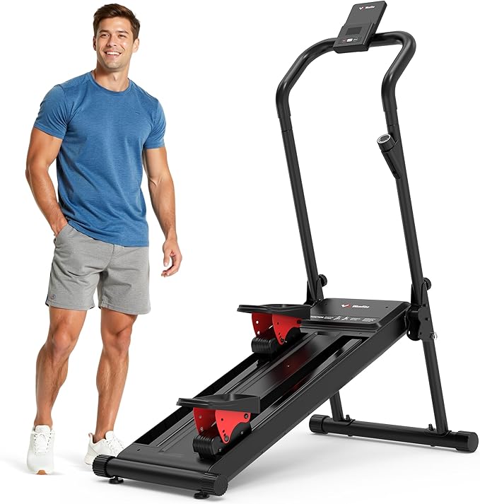 Magnetic Stair Stepper for Home,Vertical Climber Adjustable Resistance Up to 77LBS,Folding Compact Cardio Stair Climber with 350LBS Weight Capacity,19''Extended Stride