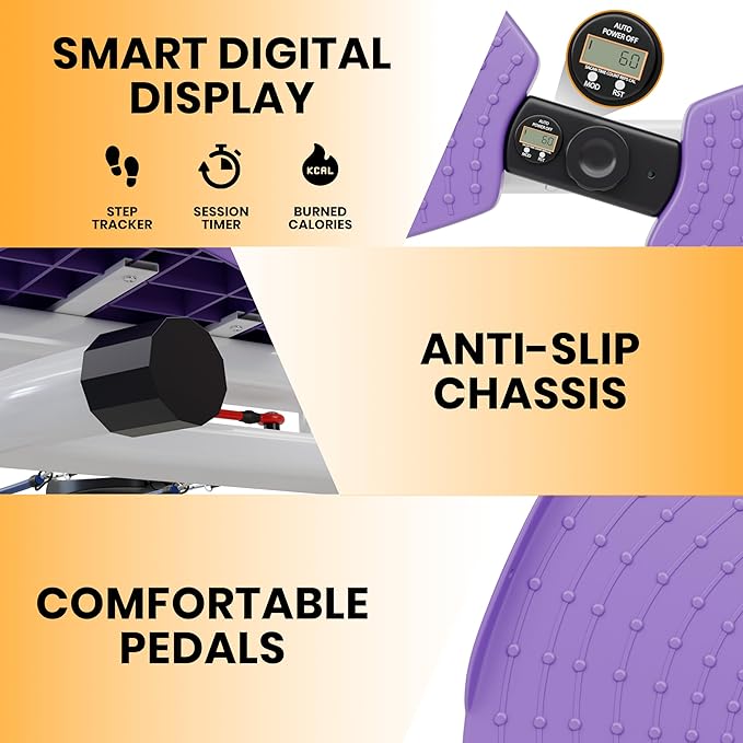 Ronai Waist Twister Machine with Resistance Bands – Adjustable Ab Twister Board for Home Fitness, Dual Pedals, Quiet Rotation, Tracks Time/Reps/Calories, 300 Lbs Capacity