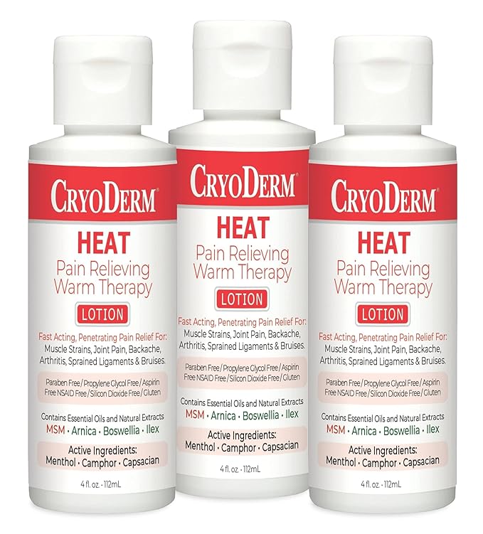 CryoDerm Heat Warming Lotion 4oz Pkg of 3