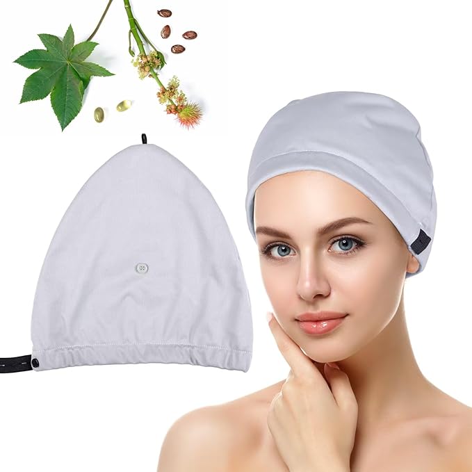 Castor Oil Pack Wrap Overnight Hair Wrap for Sleep Reusable Hair Cap Cover for Treatment of Thinning, Balding, Dry, and Damaged Hair (Oil Not Included)