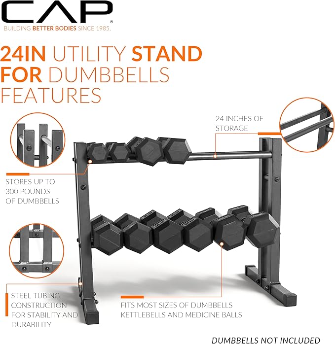 CAP Barbell 24" Utility Rack for Dumbbells, Medicine Balls and Kettlebells