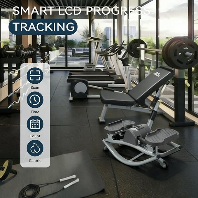 Rock Stepper Side to Side – Lateral Stepper & Glute Trainer with Resistance Bands, Low Impact Side to Side Stepper for Home Exercise, Quiet Step Rocker Machine No Assembly 250LBS