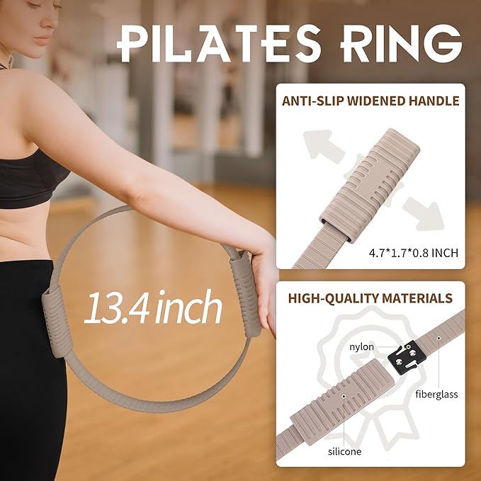 Wavar Pilates Essentials Kit for Women Pilates Equipment with 13.5" Magic Circle Mini Ball Resistance Band Premium Accessories Pilates Ring Set for Starter Workout at Home with Exercise Guide