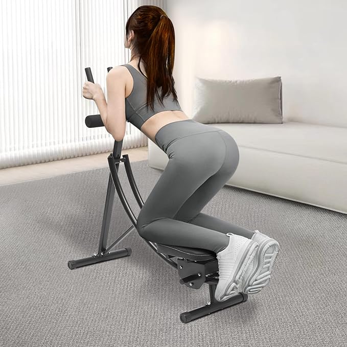Ab Machine, 330lbs Load Abdominal Crunch Trainer Fit Waist Cruncher Core Toner Home Gym Core Workout Equipment Foldable Fitness Equipment with Silent Roller for Home Companies Gyms