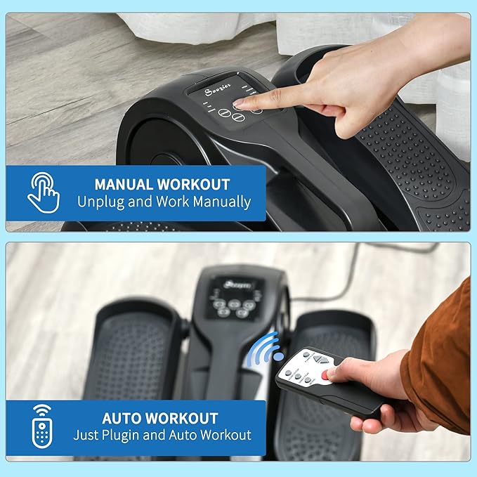 Soozier Under Desk Elliptical Exercise Machine, Mini Rehabilitation Bike, Powered Ellipse Leg Exerciser with Adjustable Speed, Remote & LCD Display for Home & Office