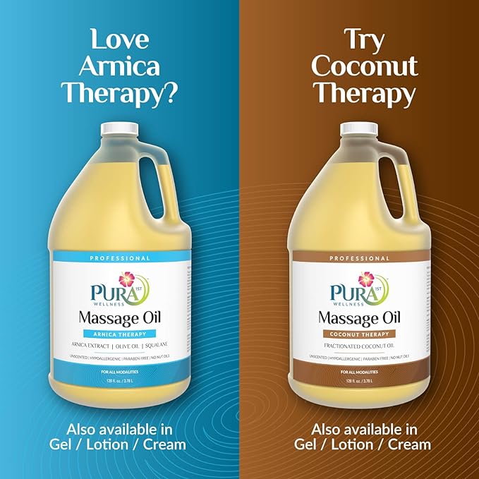 Arnica Therapy 1 Gallon Massage Oil, Arnica Extract, Professional, Massage Therapy, Deep Tissue, Unscented, Hypoallergenic, Natural Ingredients, Skin Hydrating, Moisturizing, Muscle Relief