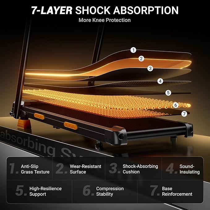 UMAY Treadmills for Home with 14% Incline & Led Screen, 3.0HP Quiet Foldable Treadmill with Handle Bar Up to 360lbs Capacity, 7-Layer Shock-Absorbing Walking Pad Treadmill 0.6-7.2MPH