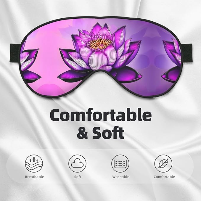 Purple Lotus Head-Mounted Double-Sided Light-Blocking Sleeping Eye mask to Protect Eyes and Relieve Eye Fatigue