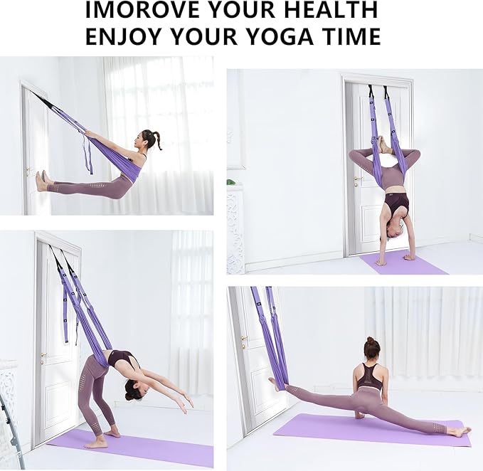 Yoga Stretching Strap, Leg Waist Back Bend Auxiliary Yoga Stretch Band, Upgraded Version with Door Anchor 2 Resistance Rope Stretch Strap Inversion Trainer for Pilates Dance Aerial Yoga Fitness