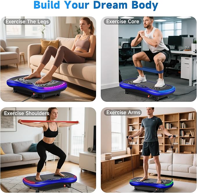 Vibration Plate Exercise Machine for Lymphatic Drainage, Vibration Machine for Full-Body Weight Loss Shaping, Vibrate Fitness Platform 400 Lbs & 200 Adjustable Speeds for Women Men Home