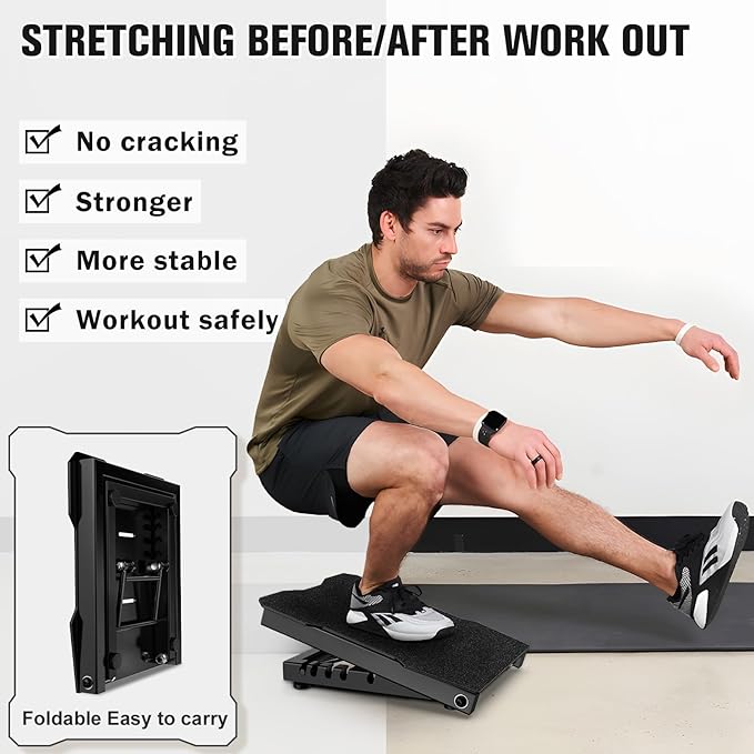 Steel Slant Board Calf Stretcher 600lbs Weight Capacity Squats Wedge 5 Adjustable Incline Balance Board for Foot Leg Hamstring Knees Ankle Heel Stretching Training for Home Gym or Commercial