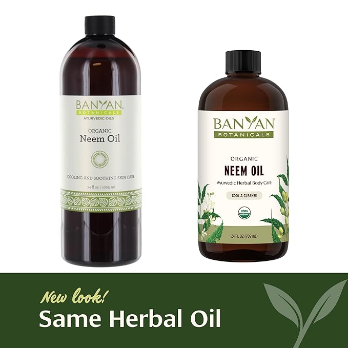 Banyan Botanicals Organic Neem Oil – Cooling & Soothing Ayurvedic Neem Oil – Supports Healthy Radiant Skin – 24 oz. – Non-GMO Sustainably Sourced Abhyanga Massage Oil