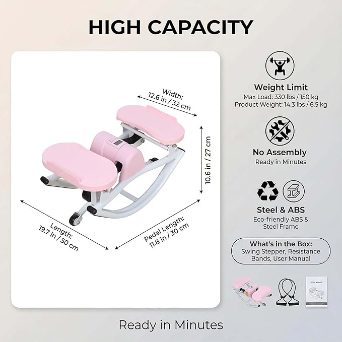 Lhanel Rock Stepper Side-Stepping Machine with Resistance Bands Low-Impact Balance Training Women's Home Fitness Equipment