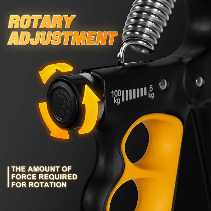 Grip Strength Trainer, Adjustable Resistance Forearm Strengthener with 11-220Lbs (5-100KG), Digital Counter, Ergonomic Hand Gripper Strengthener for Musicians, Athletes & Injury Recovery