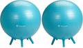 Gaiam Balance Ball Chair - No-Roll Ergonomic Office Chair & Yoga Ball Chair for Home Office Desk with Exercise Guide, Easy Installation Ball Pump, and Built-in Stability Legs, 25.5 in. (65 cm) - Blue