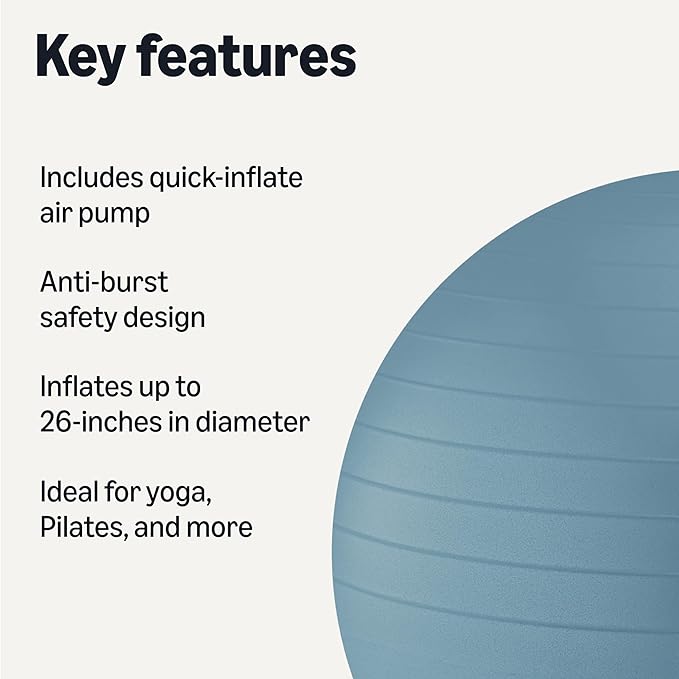 Amazon Basics Anti-Burst Exercise Ball with Pump, 23-26" Diameter