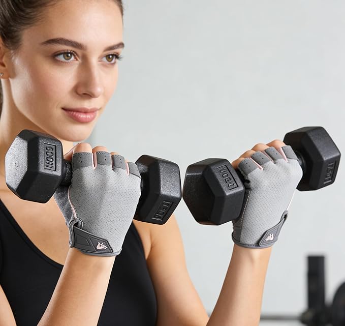 Women's Workout-Cycling-Fingerless-Gloves with Anti-Slip Palm - Breathable Grip Weightlifting Gym Sport Gloves