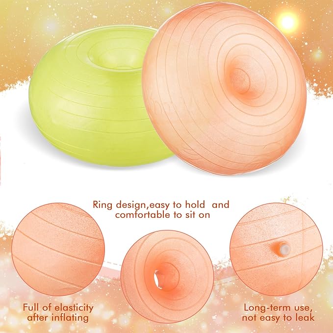 Libima 4 Pcs Flexible Seating for Classroom Inflatable Ball Chairs with Pump Donut Exercise Ball Cushion Seat for Balance and Stability Training School Home Office Gym Yoga Workout