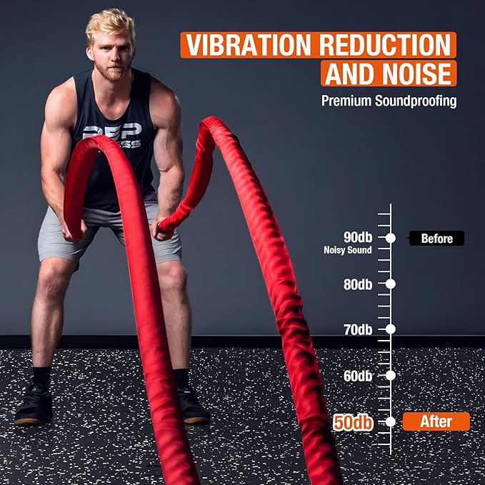FAHKNS Gym Mat, 0.79'' Extra-Thick Exercise Equipment Mats, 12 Pcs 48 Sq Ft Rubber Top Floor Tiles, EVA Foam Exercise Mat Tiles - Durable, Non-Slip, Interlocking Mat, Gym Flooring for Home Gym