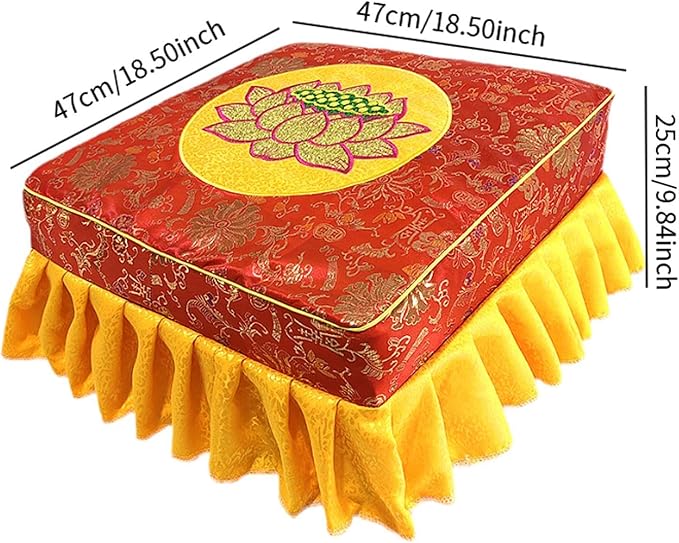 Kneeling Stool Floor Seat with Detachable Washable Cover for Adults Nonslip Meditation Bench Tatami Seat for Yoga Prayer Home 18.50x18.50x9.84inch- Red Set