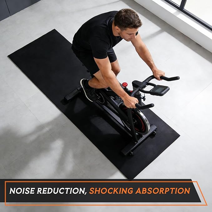 ZENY Large Exercise Equipment Mat 96"x38" - Heavy Duty Floor Protection for Treadmill, Bike & Elliptical, 6mm Thick Non-Slip Shock Absorbing Gym Mat (Black, 96''x38'', 4)