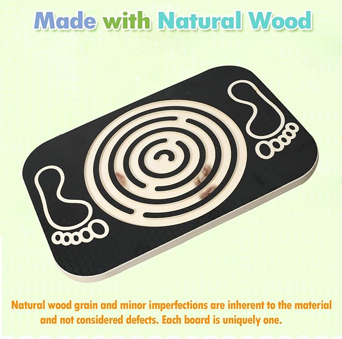 Balance Board Maze for Kids, Wobble Board Rocking Seesaw Sensory Training with 6 Balls, Non-Slip Pedals Indoor Outdoor for Boys Girls