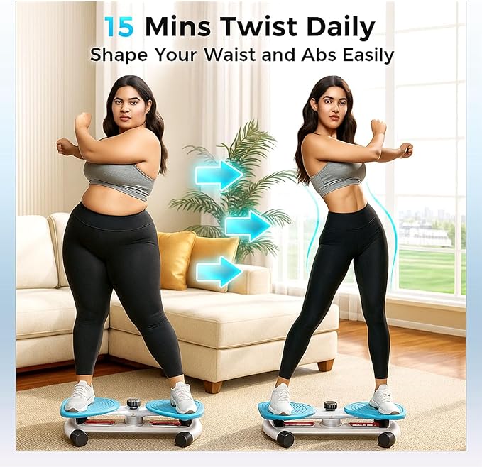 Waist Twister Machine – AB Twist Board Core & Waist Trainer with 360° Twist Disc – Abs Workout Balance Board & Full Body Toning Kit for Men & Women, Noiseless Ab Exercise