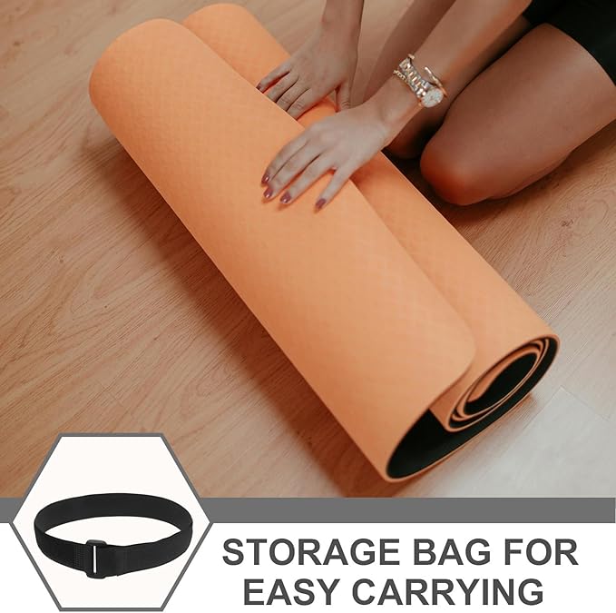 Housoutil 12pcs Adjustable Yoga Mat Carrying Straps Nylon Hook and Loop Bands 25x400mm Mat Carrier for Fitness and Exercise Storage in Black