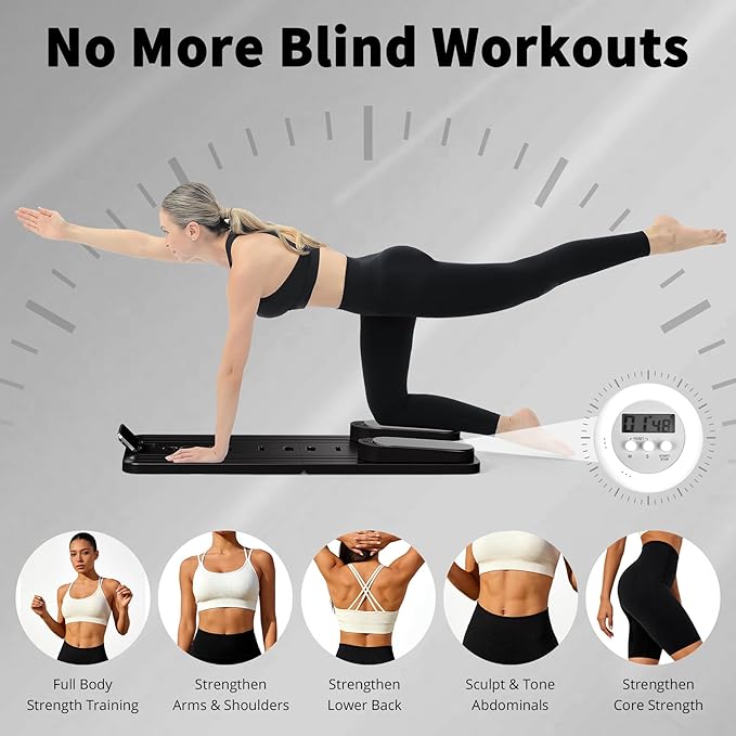 Pilates Board - Pilates Reformer Set, Multi-Purpose Foldable Pilates Reformer Board for Home,11 in 1 Pilates Equipment