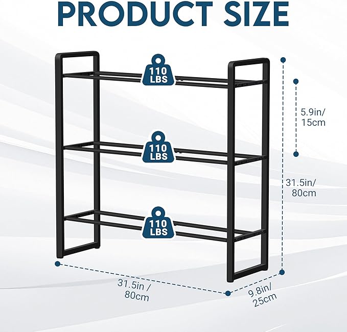 LOFTEY 3 Tier Dumbbell Rack, Weight Rack for Home Gym Dumbbells, 330 Lbs Capacity Weight Holder, Dumbbell Rack Stand Only