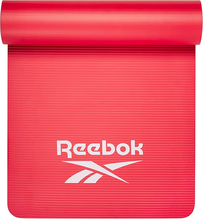 Reebok Pro 10mm Extra-Thick Yoga Mat, 72" x 24" with Easy Carry Strap, Large Non-Slip Exercise Mat with Ridged Base for Home Workout, Pilates, Floor Exercises & Outdoor Training