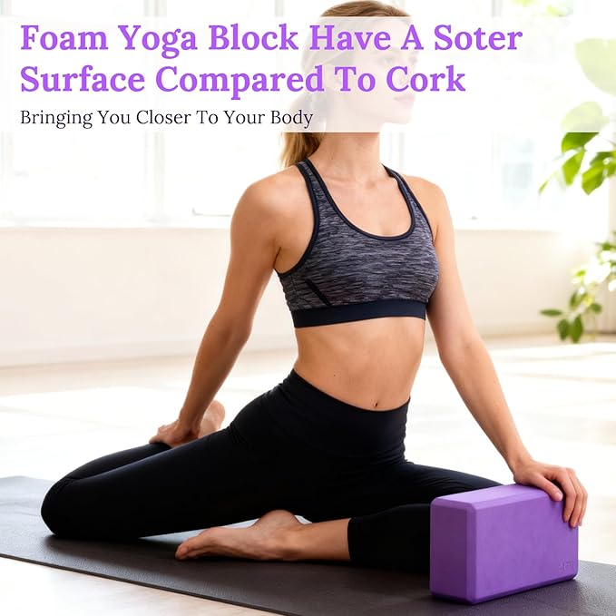4 Pcs Yoga Blocks 9 x 6 x 4 Inch Eva Foam Lightweight Non Slip Yoga Props for Pilates Stretching and Meditation Exercise Blocks Lightweight Yoga Essentials