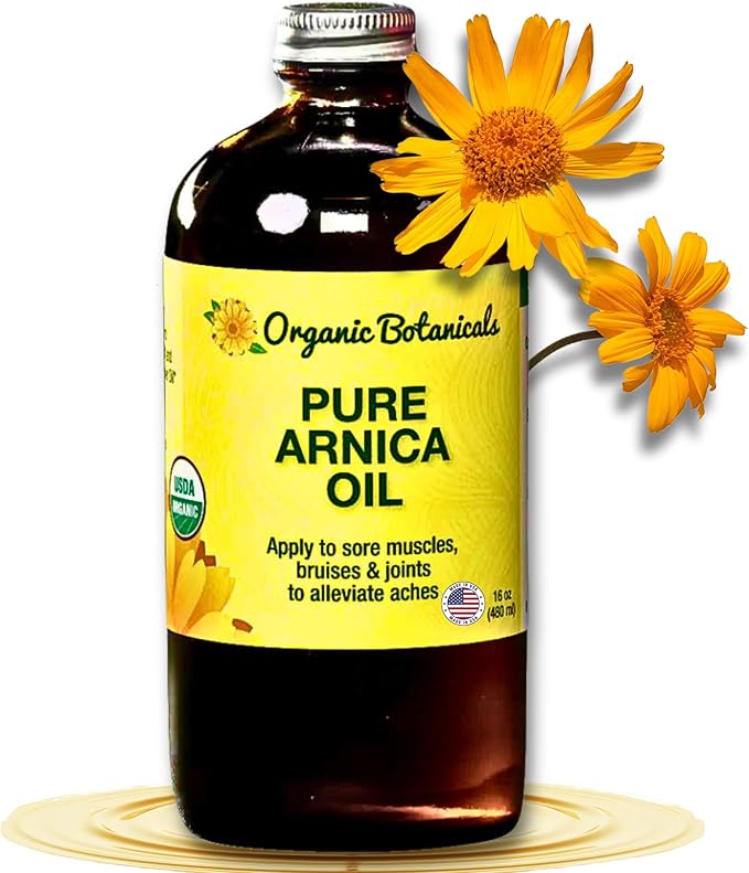 Arnica Oil - Pure Organic Muscle Discomfort Bottle - Arnica Montana Oil for Arthritis, Bruising & Swelling, Muscle, Joint Discomfort, and Sports Injuries, Arnica Massage Oil, 16 oz