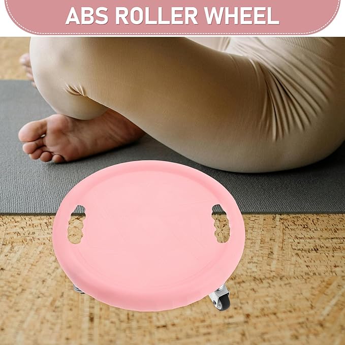 VICASKY Ab Roller Wheel Fitness Slider Board Core Exercise Equipment with Knee Pad Pink for Home Abdominal Workout and Strength Training