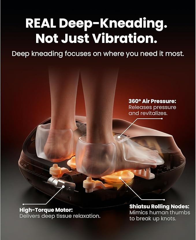 BOB AND BRAD Foot Massager with Heat and Remote,FSA Eligible HSA Eligible, Shiatsu Deep Kneading Electric Feet Massager Machine for Plantar Fasciitis, Men Size 12