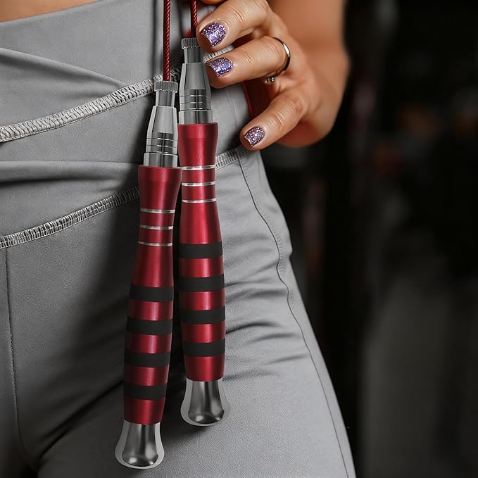 Speed Weighted Jump Rope with Secure Lock Mechanism, 360° Smooth Swivel, Non-Slip Matte Textured Handles, Features 2 Performance Cords for Effective Fitness Workouts