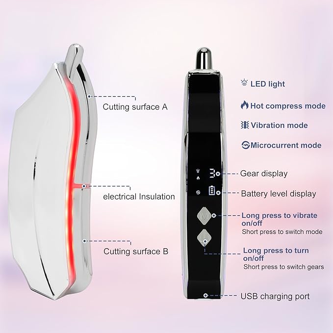 Heated Muscle Scraper, Electric Fascial Knife for Deep Tissue Massage with Heat, Vibration and Microcurrent, Portable Muscle Scraper Tool(Silver), Gua Sha Tool Gift for Athletes, Workers