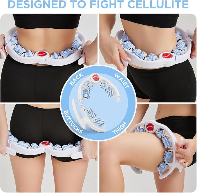Cellulite Massage Tool - Lymphatic Drainage Massager - Muscle Roller, Deep Fascia Massage, Dimpled Skin Removal, Legs/Thighs/Buttocks, Anti-Cellulite Roller, Smooth Skin, Pain Relief (Blue)