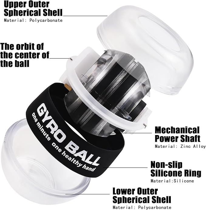 LUMIXA Wrist Ball 2025 - Auto-Start Gyroscopic Hand Exerciser Ball for Wrist & Forearm Strengthening, Gyro Ball Muscle Rehabilitation Therapy