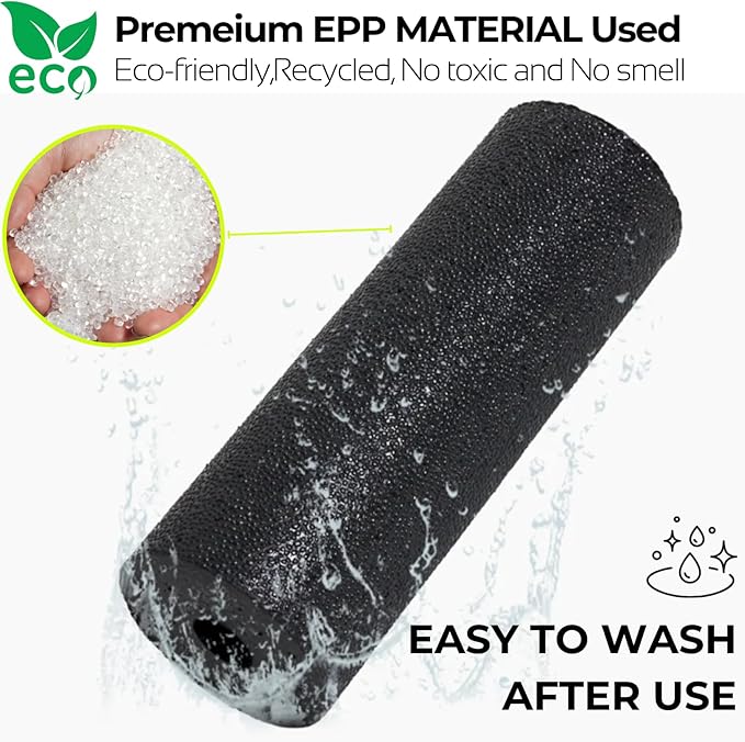 Mini Massage Foam Roller High Density - 100% Recycled Non-Toxic Material - Portable Pocket-Sized for Travel - Foot Arch,Legs & Arms Pain Target - Waterproof and Durable 15x6cm(Black)