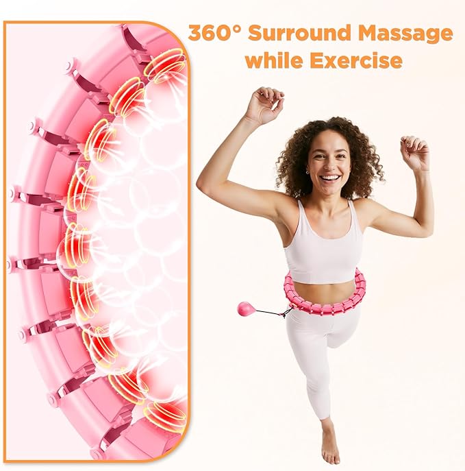 65 Inch Adjustable Fitness Waist Hoop – 32 Detachable Links, Quiet Non-Drop Fitness Tool for Adults Weight Loss, Plus Size Exercise Hoop for Women & Beginners