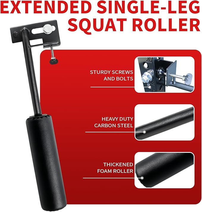 AHTAPFON Single Leg Squat Roller for Rack Mounted,Bulgarian Split Squat Accessories,Nordic Hamstring Curl Attachment,Home Gym Equipment for 2x2"＆2x3"＆3x3" Power Rack