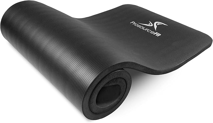 ProsourceFit Extra Thick Yoga and Pilates Mat ½” (13mm) or 1" (25mm), 71-inch Long High Density Exercise Mat with Comfort Foam and Carrying Strap