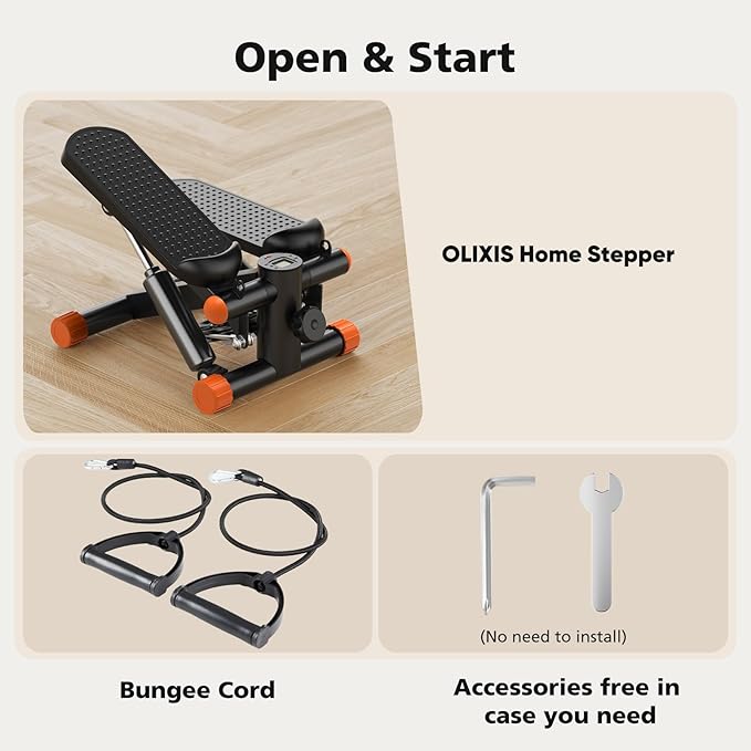 OLIXIS Steppers for Exercise at Home Workout Equipment, Mini Stepper Exercise Machine for Senior Citizens, Twist Stepper with Resistance Bands, Cardio Weight Loss Equipment Home Fitness