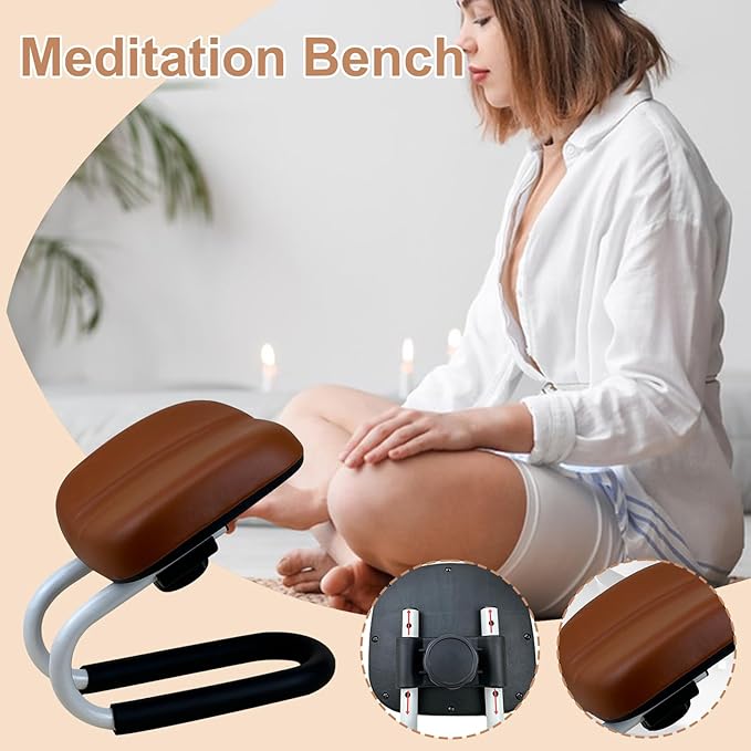 Yoga Kneeling Bench - Daily Practice Meditation Stool, Cushioned Prayer Seat Support | Stable Folding Chair with Sponge Pad, Meditation Accessories for Studio Home Spiritual Balance Routine