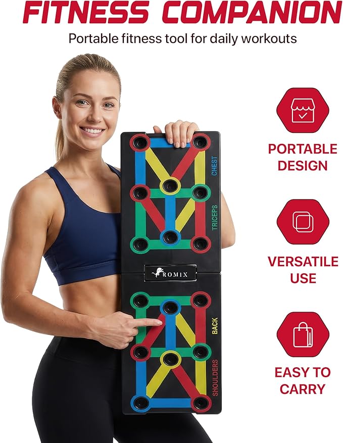ROMIX Push Up Board for Men, Foldable Push Up Board, Multifunctional Pushup Stand, Muscle Board Rack Professional Strength Training Equipment for Man and Women at Home Gym Chest/Back/Abs Training