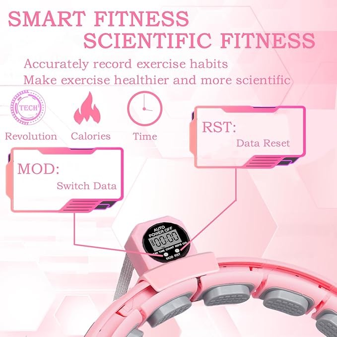 2025 New Silent Smart Weighted Fitness Circle, Weighted Circle for Adults Weight Loss,18 Detachable Links Waist 30"- 50", Exercise Circle for Women & Men